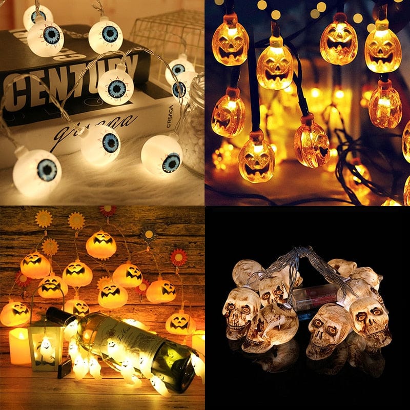 GeckoCustom 1.5m 10Led Halloween Pumpkin Ghost Skeletons Bat Spider Led Light String Festival Bar Home Party Decor Halloween Ornament