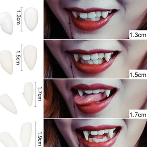 GeckoCustom 1 Pair Vampire Teeth Fangs Dentures Props Halloween Costume Props False Teeth Solid Glue Denture Adhesive Halloween Party Decor