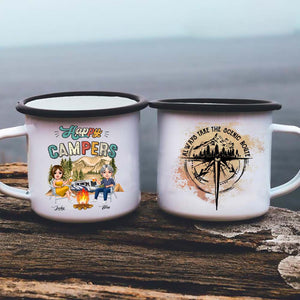 GeckoCustom Always Take The Scenic Route Camping Mug, Campfire Mug N304 HN590 12oz