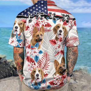 GeckoCustom America Flag Hawaiian Shirt, Upload Dog Photo TA29 888382