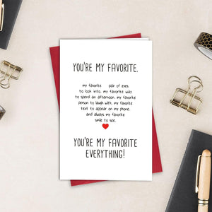 GeckoCustom Anniversary Card for Husband, Birthday Boyfriend, Love Card, Boyfriend Valentines Day You Are My Favorite Everything