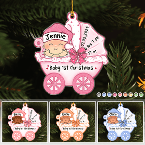 GeckoCustom Baby First Christmas Baby Stroller Acrylic Ornament Personalized Gift HO82 890514