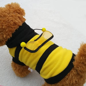 GeckoCustom Bee Pet Puppy Coat Apparel Outfit Fleece Clothes Dog Cat Hoodie Fancy Costume  Halloween Cosplay Sweater Dog Hoodies