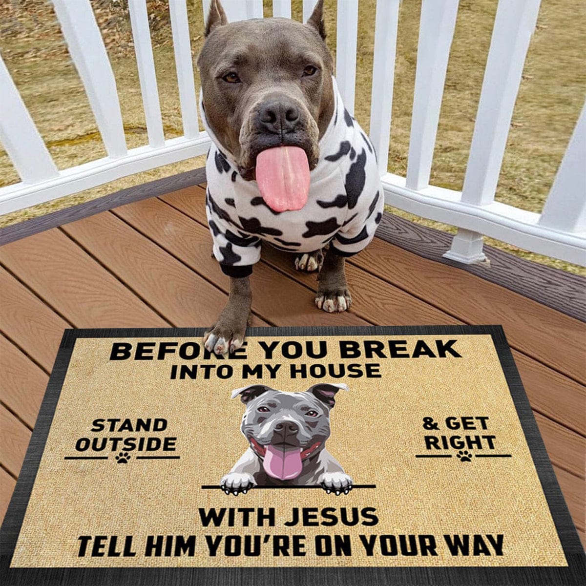 GeckoCustom Before You Break Into My House Dog Doormat, T368 888458