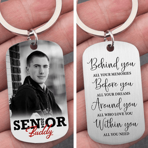 GeckoCustom Behind You All Your Memories Senior 2024 Graduation Metal Keychain, Custom Photo Keyring HN590 No Gift box