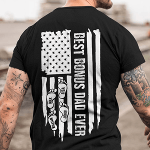 GeckoCustom Best Bonus Dad Ever Flag Family Shirt, HN590