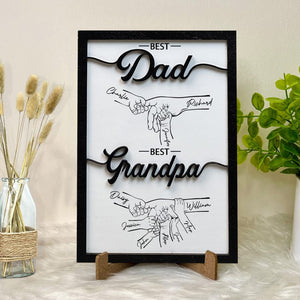 GeckoCustom Best Dad Best Grandpa Father's Day Wooden Plaque With Stand Personalized Gift K228 890733