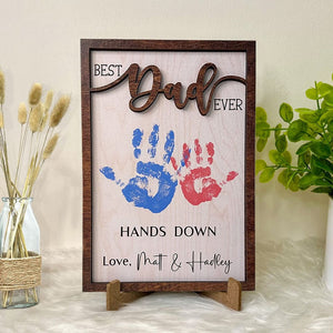 GeckoCustom Best Dad Ever Father's Day 2-Layered Wooden Plaque With Stand Personalized Gift K228 890655