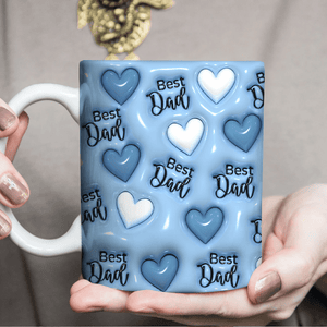 GeckoCustom Best Dad With Heart Pattern 3D Inflated Mug HO82 890524