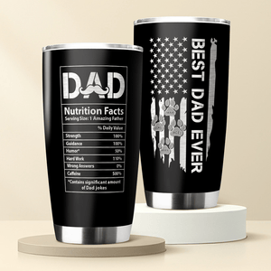 GeckoCustom Best Dog Dad Ever Dad Nutrition Facts Dog Tumbler Personalized Gift HA75 890568 20 oz