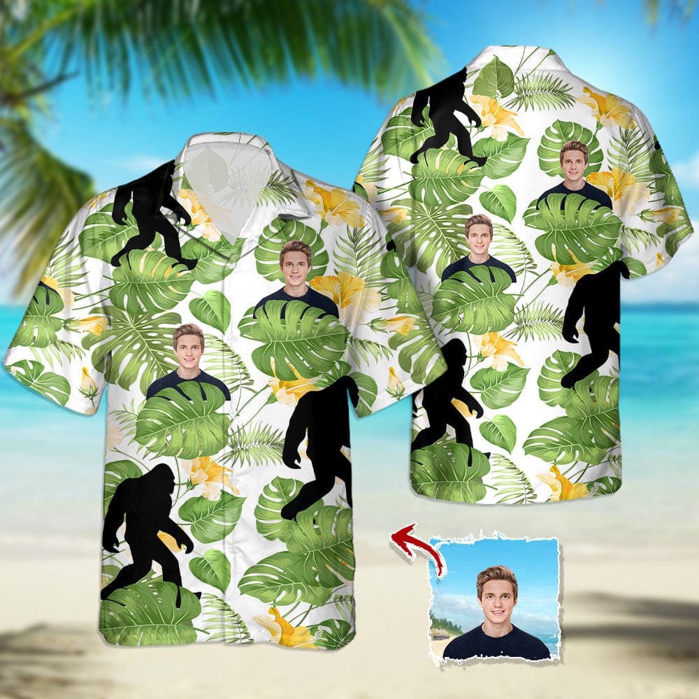 GeckoCustom Bigfoot Style And Upload Photo Camping Hawaiian Shirt, N304 1238239