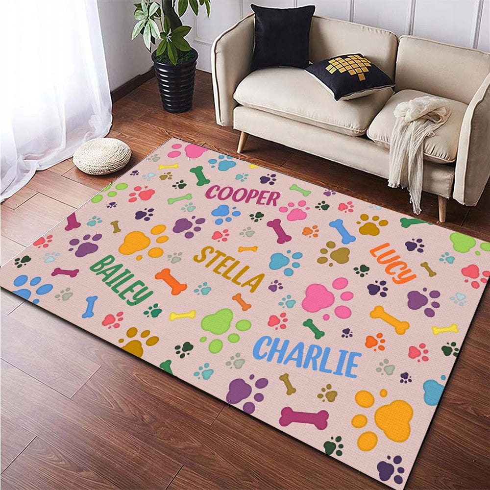 GeckoCustom Bones And Paws Dog Premium Rug Personalized Gift TA29 890021