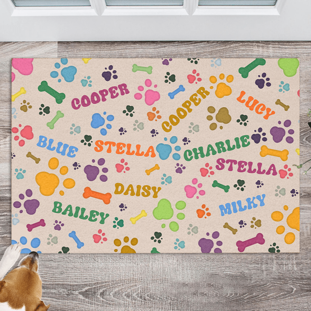 GeckoCustom Cat Bones And Paws Doormat Personalized Gift TA29 890071