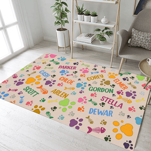 GeckoCustom Cat Bones And Paws Premium Rug Personalized Gift TA29 890069