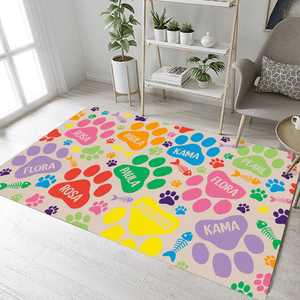 GeckoCustom Cat Bones And Paws Premium Rug Personalized Gift TA29 890069