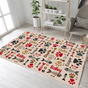 GeckoCustom Cat Bones And Paws Premium Rug Personalized Gift TA29 890069