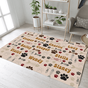 GeckoCustom Cat Bones And Paws Premium Rug Personalized Gift TA29 890069