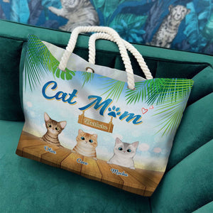 GeckoCustom Cat Mom For Cat Lovers Personalized Gift Beach Bag N304 889496