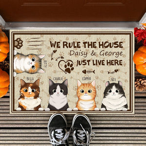 GeckoCustom Cats Make The Rule In This House Doormat Personalized Gift N304 889698