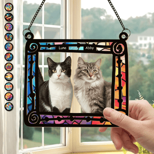 GeckoCustom Cats Sitting In Frame Window Hanging Suncatcher Ornament Personalized Gift HO82 891198