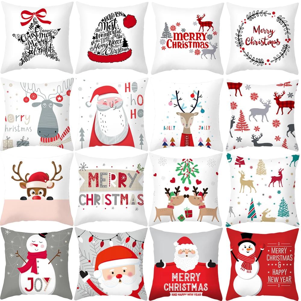 GeckoCustom Christmas Cushion Cover 45*45 Pillowcase Sofa Cushion Pillow Cases Cotton Pillow Covers Home Decoration 2023 Xmas Decor for Home