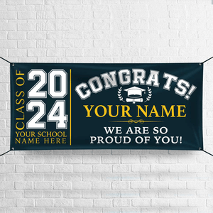 GeckoCustom Congrats Class of 2024 Banner Combo 3 Pieces, Graduation Day, Senior Gift HN590