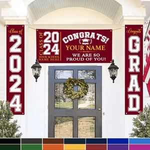 GeckoCustom Congrats Class of 2024 Banner Combo 3 Pieces, Graduation Day, Senior Gift HN590