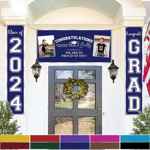 GeckoCustom Congratulations Graduation Banner, 3 Piece Set With Photos HN590