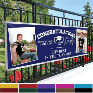 GeckoCustom Congratulations Graduation Banner with 2 Pictures HN590