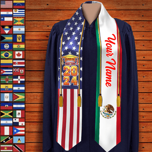 GeckoCustom Country Flag Class of 2024 Graduation Stoles TA29 888875 6x72 inch