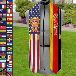 GeckoCustom Country Flag Class of 2024 Stoles Sash, Graduation Gift, Senior Gift HN590 6x72 inch