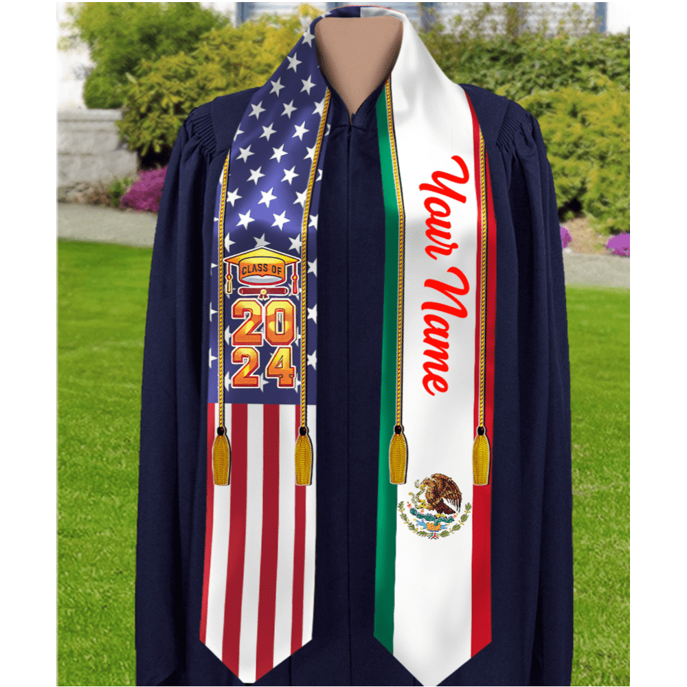 GeckoCustom Country Flag Class of 2024 Stoles Sash, Graduation Gift, Senior Gift K228 888875 6x72 inch