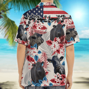 GeckoCustom Cow American Flag Hawaiian Shirt, Upload Photo 888382