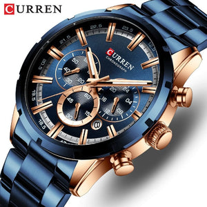 GeckoCustom CURREN Men Watch Top Brand Luxury Sports Quartz Mens Watches Full Steel Waterproof Chronograph Wristwatch Men Relogio Masculino