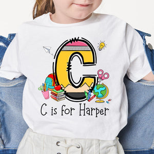 GeckoCustom Custom Alphabet Kid Boy Name For School Bundle Back To School Kid Size Shirt Personalized Gift HO82 891182