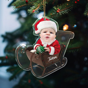 GeckoCustom Custom Baby Face Red Wagon Personalized Acrylic Ornament HO82 891060