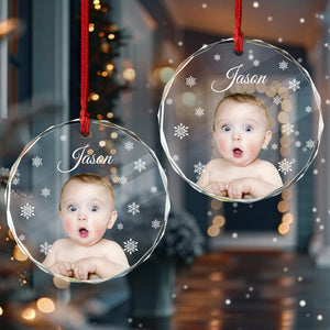 GeckoCustom Custom Baby Photo First Christmas Glass Ornament For Christmas HA75 891526