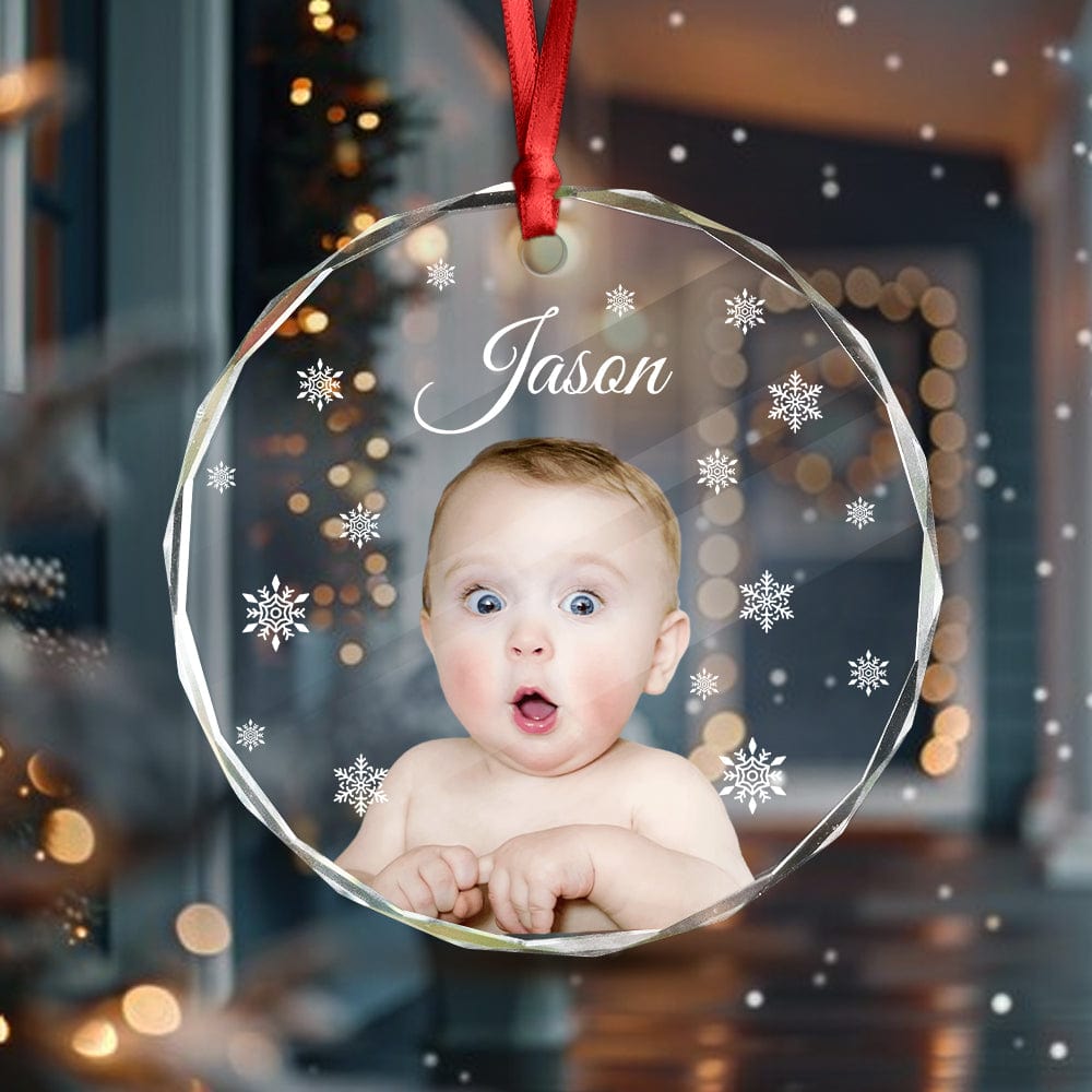 GeckoCustom Custom Baby Photo First Christmas Glass Ornament For Christmas HA75 891526