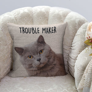 GeckoCustom Custom Cat Photo Double Trouble Meow Meow Pillow N304 889398