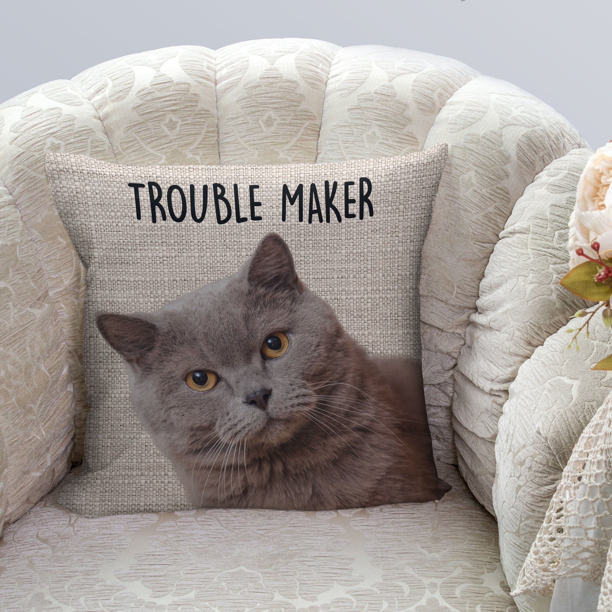 GeckoCustom Custom Cat Photo Double Trouble Meow Meow Pillow N304 889398