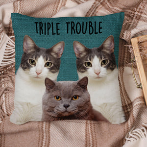 GeckoCustom Custom Cat Photo Double Trouble Meow Meow Pillow N304 889398