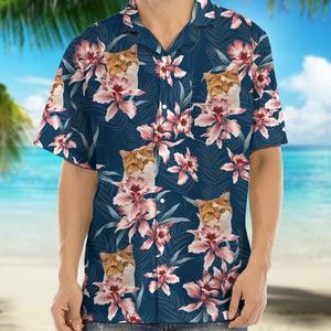 GeckoCustom Custom Cat Photo Lily Flowers Design Hawaii Shirt N304 test_arena