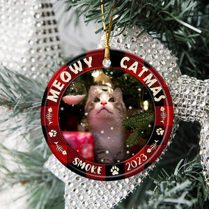 GeckoCustom Custom Cat Photo Meowy Catmas Ceramic Ornament N304 889724