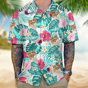 GeckoCustom Custom Cat Photo Tropical Style Hawaii Shirt TA29 889467