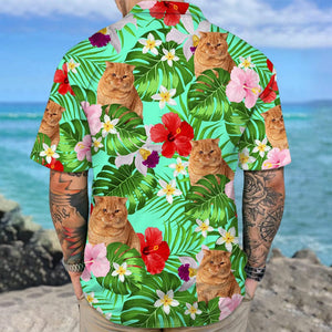 GeckoCustom Custom Cat Photo Tropical Style Hawaii Shirt TA29 889467