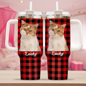 GeckoCustom Custom Cat Portrait Photo With Retro Style Tumbler Iron Ring 40oz TA29 890328