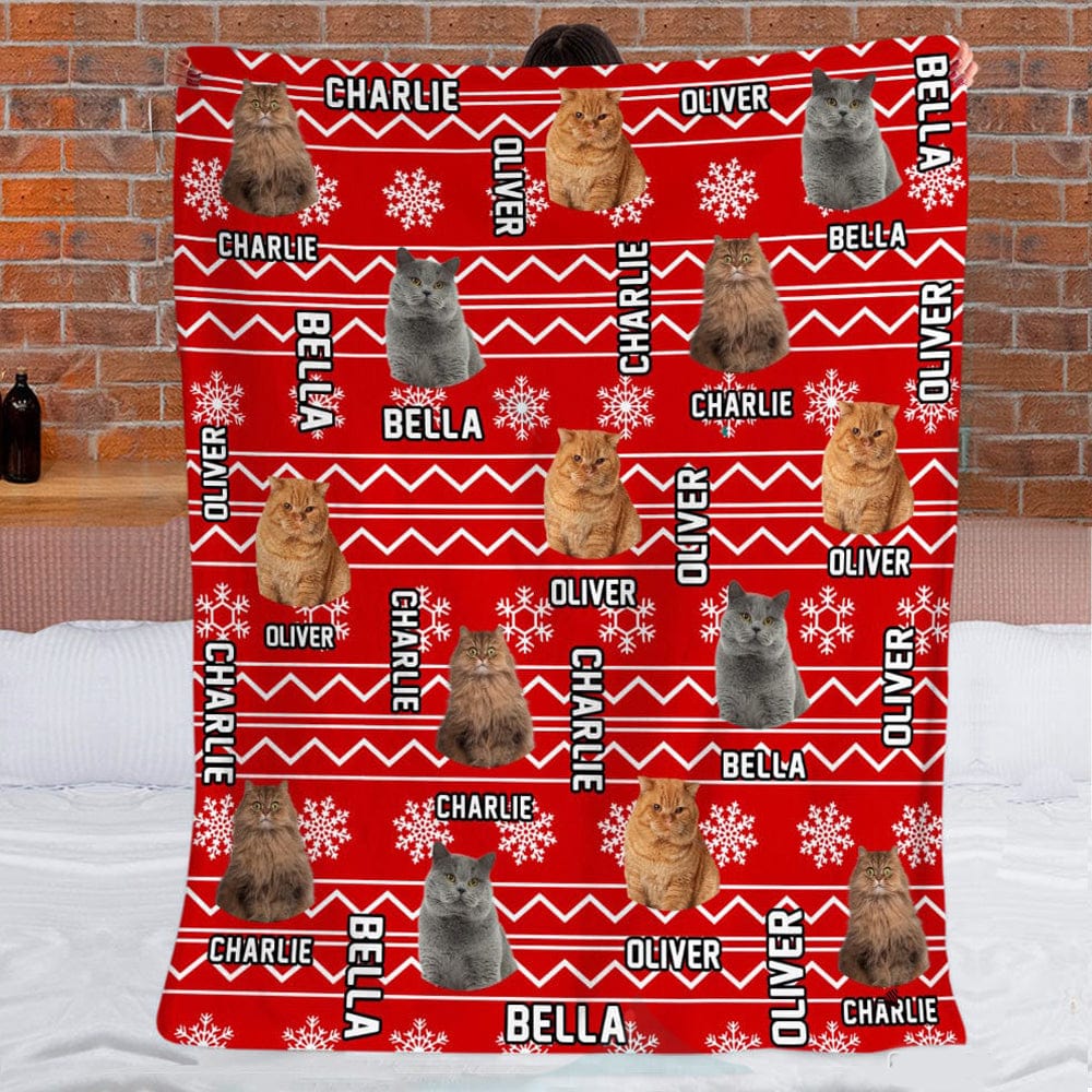 GeckoCustom Custom Dog Cat Photo Christmas Pattern Pet Blanket TA29 888789