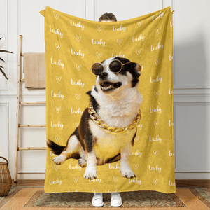 GeckoCustom Custom Dog Cat Photo Colorful Lovely Lettering Pet Blanket N304 889926