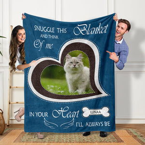 GeckoCustom Custom Dog Cat Photo Snuggle This Blanket And Think Of Me Memorial Blanket HO82 893134