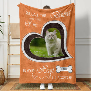 GeckoCustom Custom Dog Cat Photo Snuggle This Blanket And Think Of Me Memorial Blanket HO82 893134